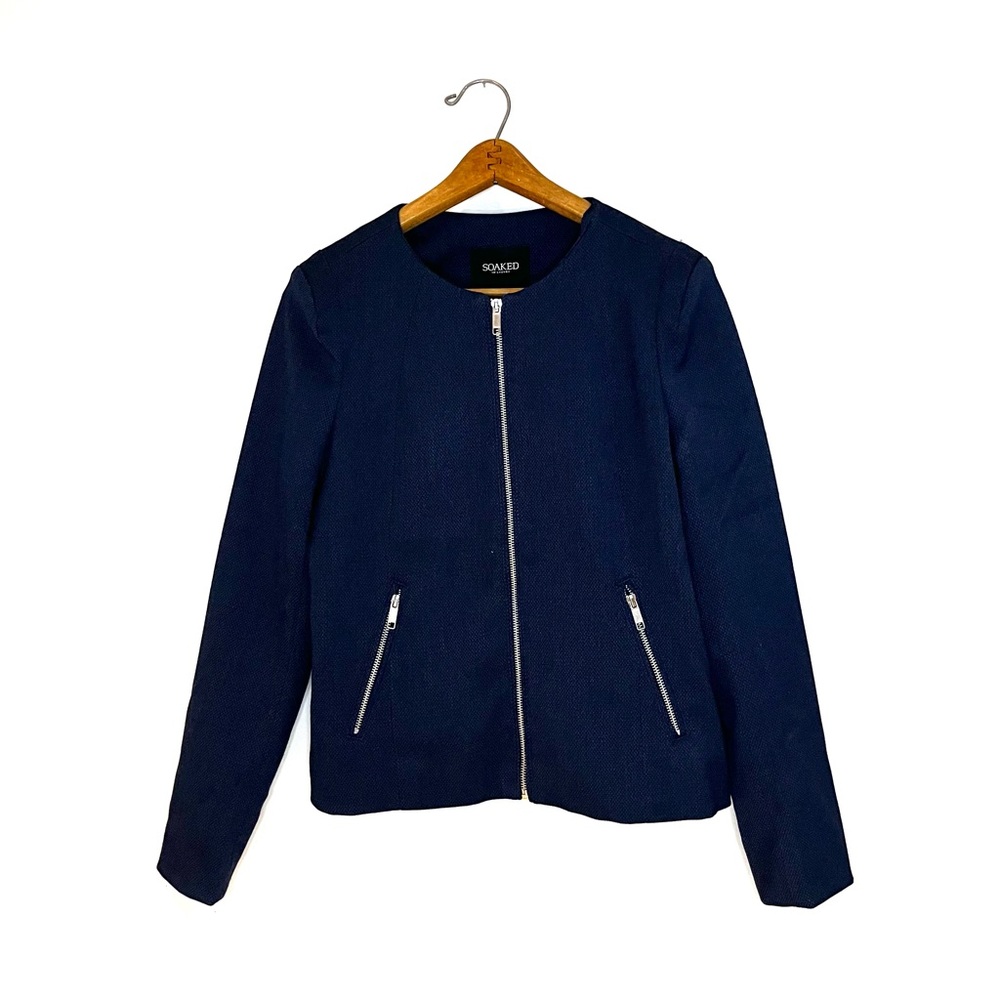 Soaked in Luxury Navy Katie Short Jacket Blazer Size M